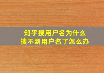 知乎搜用户名为什么搜不到用户名了怎么办