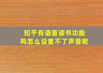 知乎有语音读书功能吗怎么设置不了声音呢