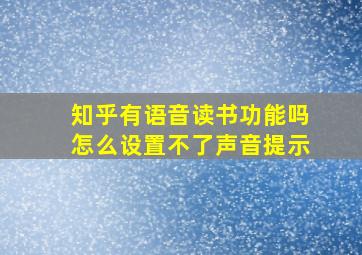 知乎有语音读书功能吗怎么设置不了声音提示