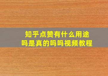 知乎点赞有什么用途吗是真的吗吗视频教程