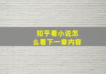 知乎看小说怎么看下一章内容