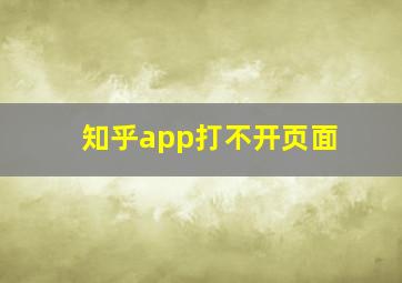 知乎app打不开页面