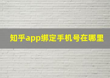 知乎app绑定手机号在哪里