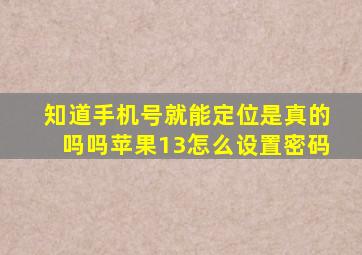 知道手机号就能定位是真的吗吗苹果13怎么设置密码