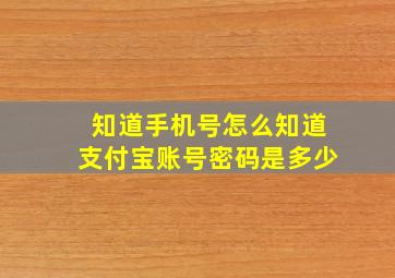 知道手机号怎么知道支付宝账号密码是多少