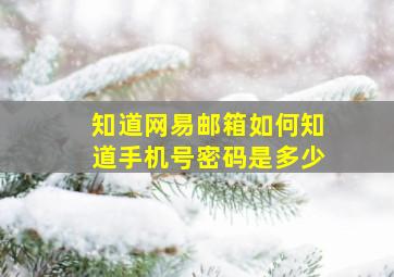 知道网易邮箱如何知道手机号密码是多少