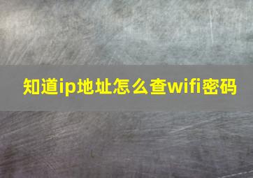 知道ip地址怎么查wifi密码