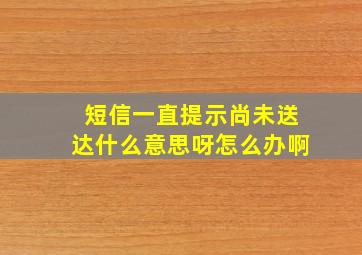 短信一直提示尚未送达什么意思呀怎么办啊