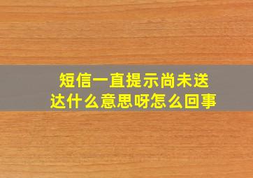 短信一直提示尚未送达什么意思呀怎么回事