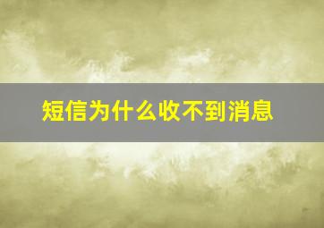 短信为什么收不到消息