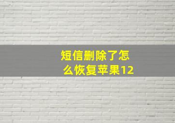 短信删除了怎么恢复苹果12