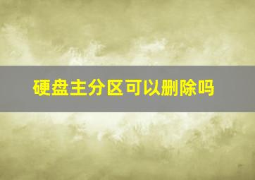 硬盘主分区可以删除吗