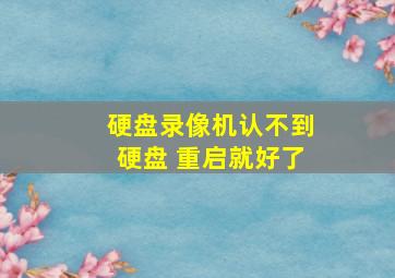 硬盘录像机认不到硬盘 重启就好了