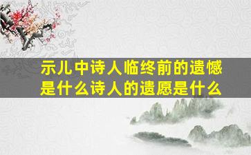 示儿中诗人临终前的遗憾是什么诗人的遗愿是什么