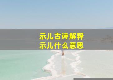 示儿古诗解释示儿什么意思