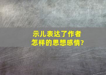 示儿表达了作者怎样的思想感情?