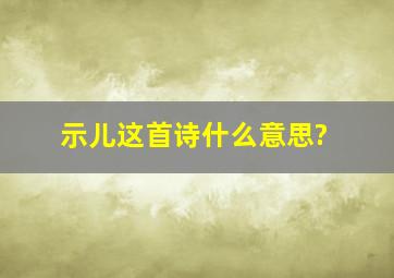 示儿这首诗什么意思?