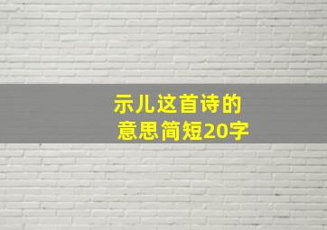 示儿这首诗的意思简短20字