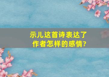 示儿这首诗表达了作者怎样的感情?