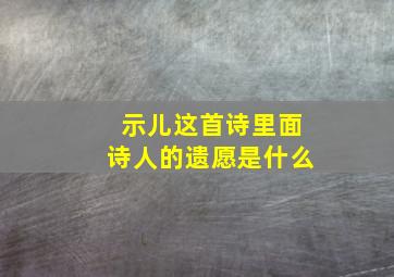 示儿这首诗里面诗人的遗愿是什么