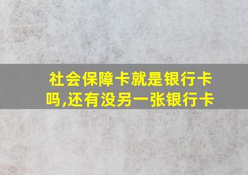 社会保障卡就是银行卡吗,还有没另一张银行卡