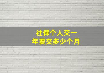 社保个人交一年要交多少个月