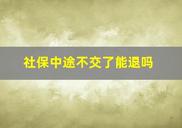 社保中途不交了能退吗