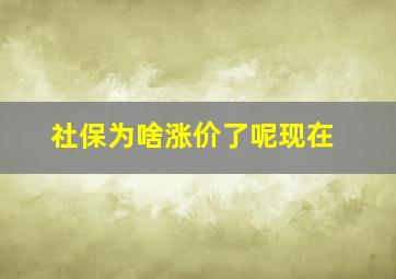 社保为啥涨价了呢现在