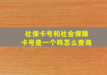 社保卡号和社会保障卡号是一个吗怎么查询