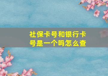 社保卡号和银行卡号是一个吗怎么查