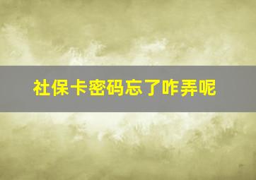 社保卡密码忘了咋弄呢