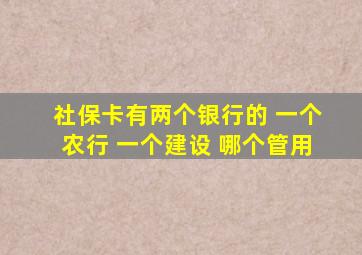 社保卡有两个银行的 一个农行 一个建设 哪个管用