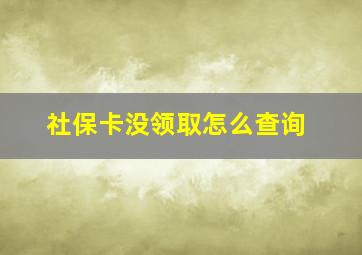 社保卡没领取怎么查询