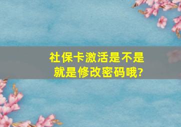 社保卡激活是不是就是修改密码哦?