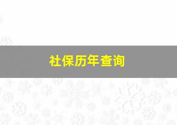 社保历年查询