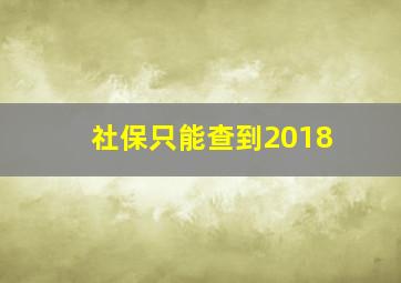 社保只能查到2018