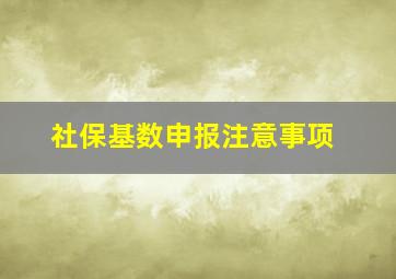 社保基数申报注意事项