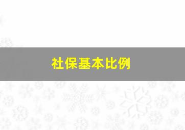 社保基本比例