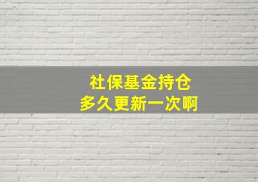 社保基金持仓多久更新一次啊