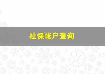 社保帐户查询