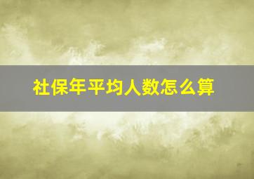 社保年平均人数怎么算