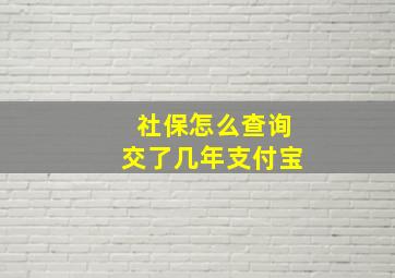 社保怎么查询交了几年支付宝