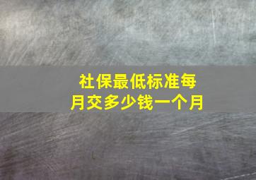 社保最低标准每月交多少钱一个月