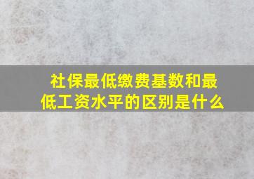 社保最低缴费基数和最低工资水平的区别是什么