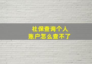 社保查询个人账户怎么查不了