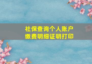 社保查询个人账户缴费明细证明打印