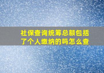 社保查询统筹总额包括了个人缴纳的吗怎么查