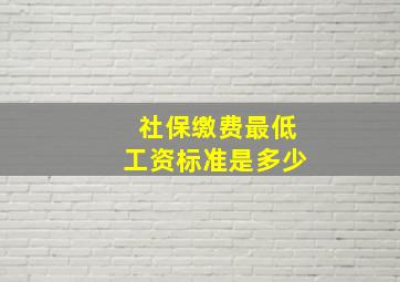 社保缴费最低工资标准是多少