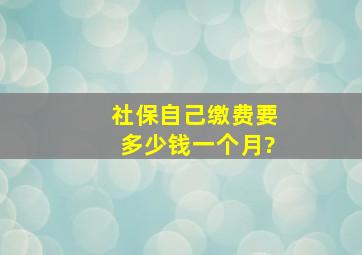 社保自己缴费要多少钱一个月?