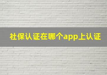 社保认证在哪个app上认证